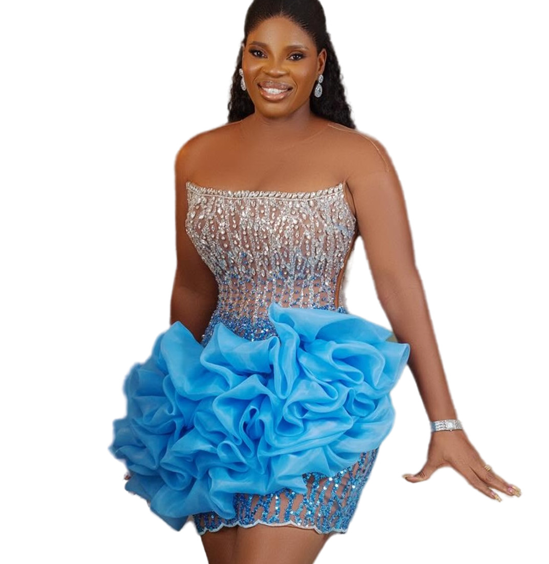 2024 Homecoming Dresses Prom Evening Beaded Crystals Sequined Sheath Mini Short Party Graduation tail Birthday Holiday Club Gowns Dress