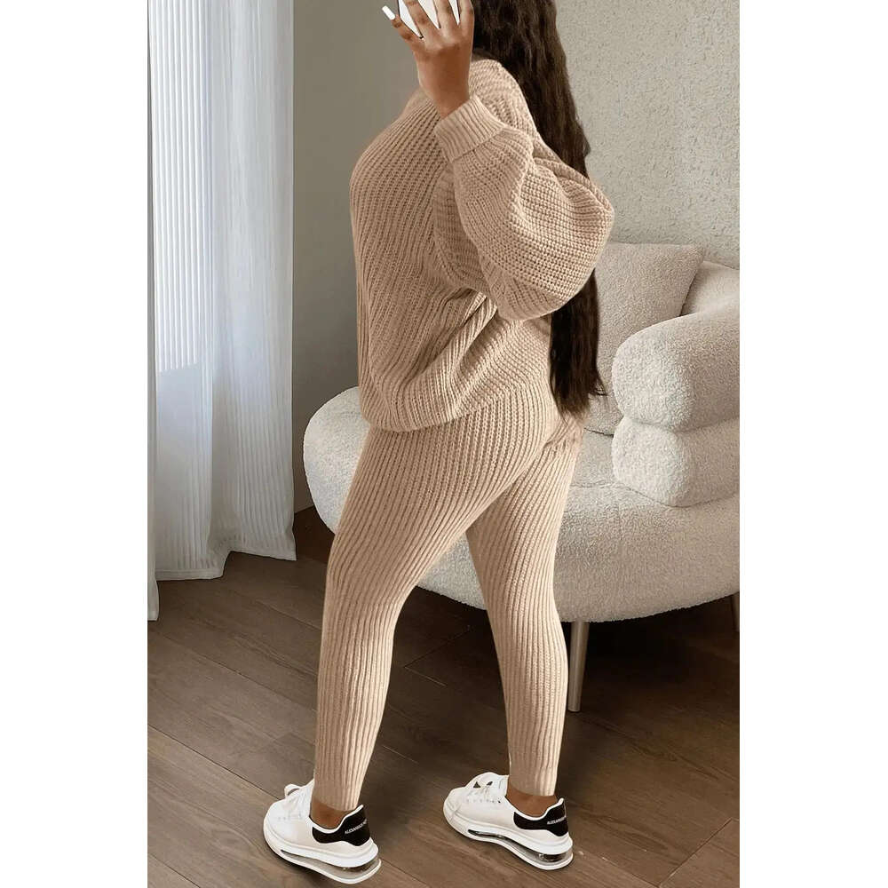 Piece Two Sets Women Clothing 2024 Autumn/winter Fashion Casual Solid Round Neck Pullover Loose Pit Knitted Sweater Pants Suits F6.20#71 ddmySept