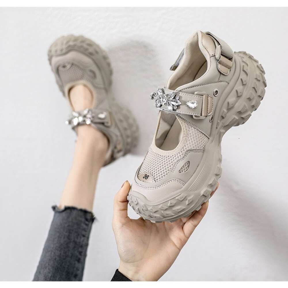 Vintage Hollow out Dad for Women's Spring 2024 New Velcro Mesh Casual Sports Shoes