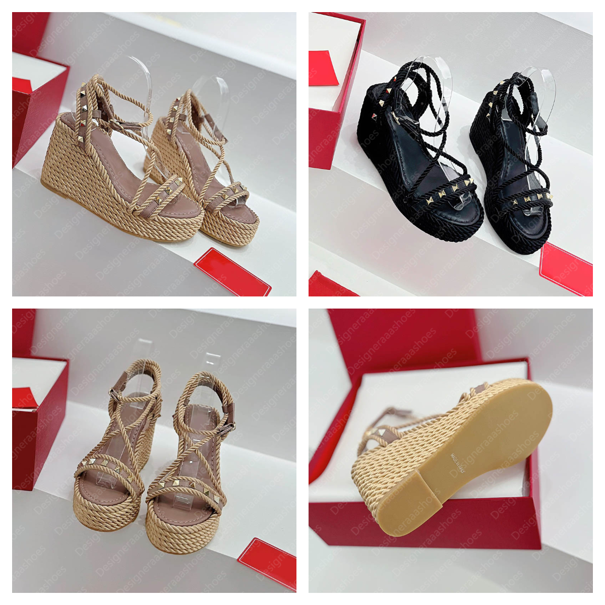 10cm High Heels Sandals Women Wedge Heel Espadrilles Rise Casual Shoes Comfort Platform Office Dress Sandal Lolita Pretty Sandals Luxury Shiny Hardware Open Toes