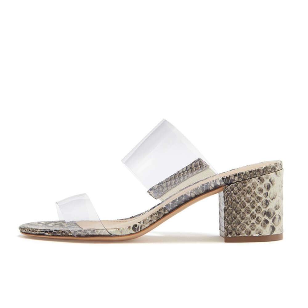 PVC Cork Transparent Snake Patterned Suede Patent Leather PU Thick Cover Foot Cooler Mop Large Open Toe Exposed Heel Style Ddmymonkey