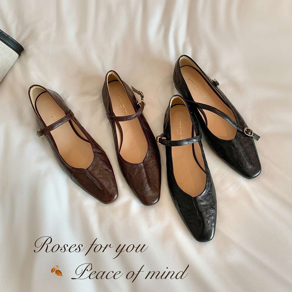 Yinyin Popular Su Internet Celebrity Has Same Style As The Swedish Estate Handmade Washed Pleats With A Flat Bottom Mary Jane Shoes Women S Singles Dd