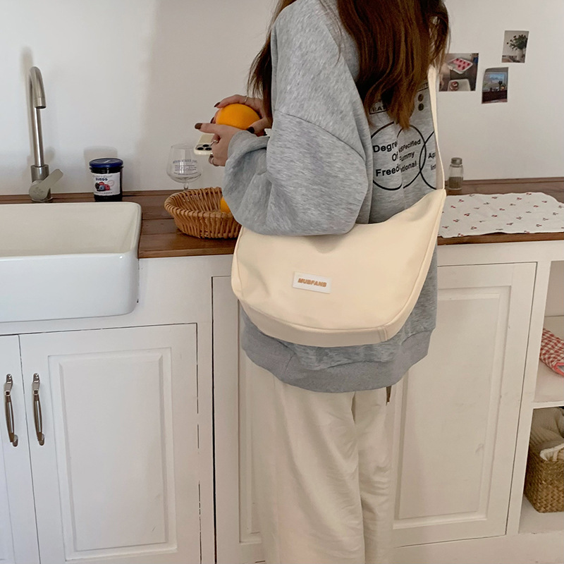 Instagram style large capacity canvas bag women's forest style casual nylon waterproof shoulder bag college student class crossbody bag trendy