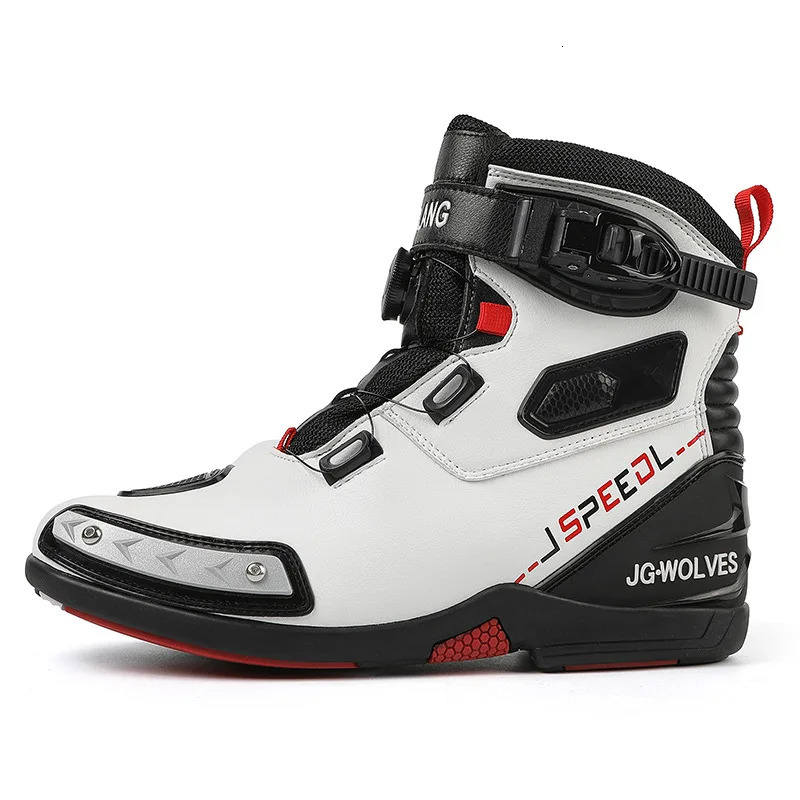 JG-wolf Men Leather Motocross Boots Durable Rubber Outsole Riding Shoes Adventure Motorcycle Equipment 240620