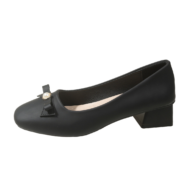 Fashion single shoes new spring and autumn all matching square head simple temperament all matching single shoes women