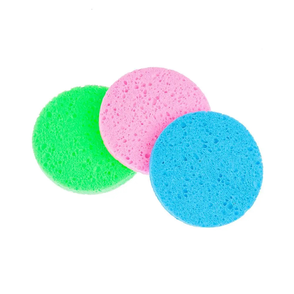 5/10pcs 6/7/8/9cm Face Round Makeup r Tool Natural Wood Pulp Sponge Cellulose Compress Cosmetic Puff Washing Sponge 240620