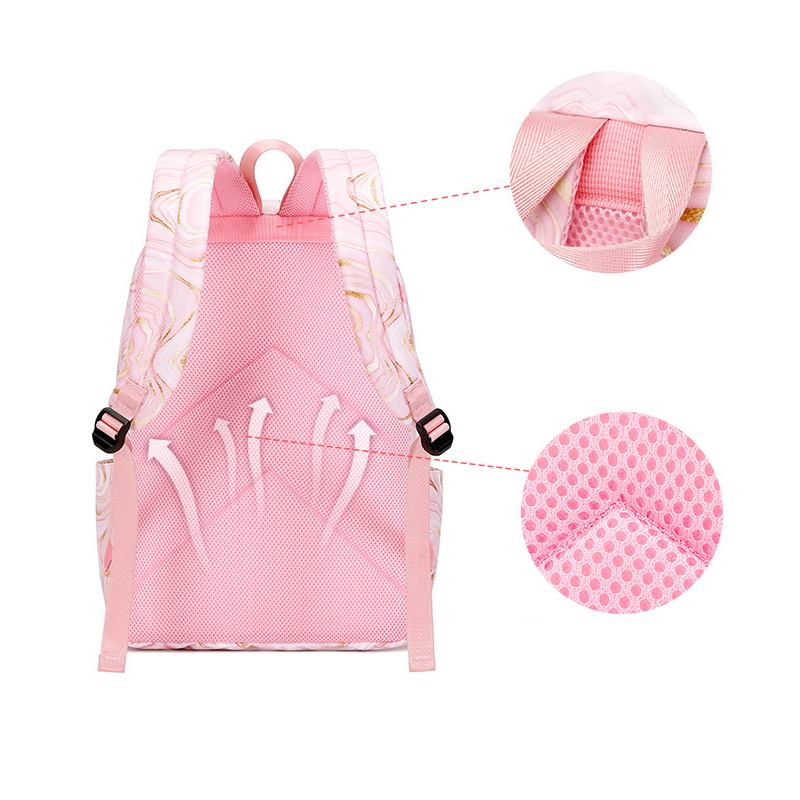 Marble Print Backpacks for Girls School Cute Kids Backpack Bookbags with Insulated Lunch Box Set for School Elementary Girl Bags