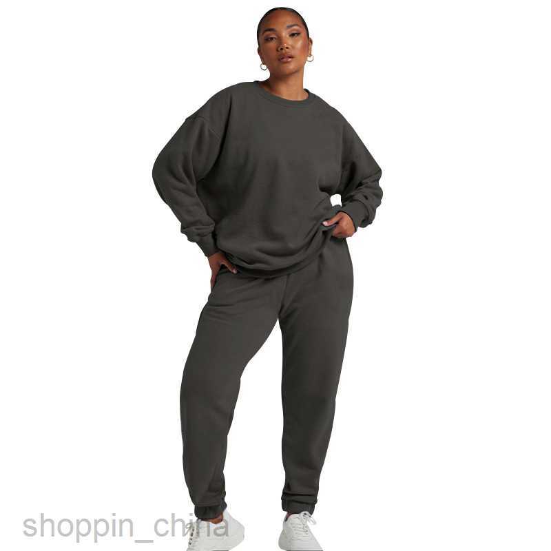 Women's Tracksuits Fashion solid color sports jogging suit Autumn and winter new solid color Pullover long sleeve sweater women two-piece casual 