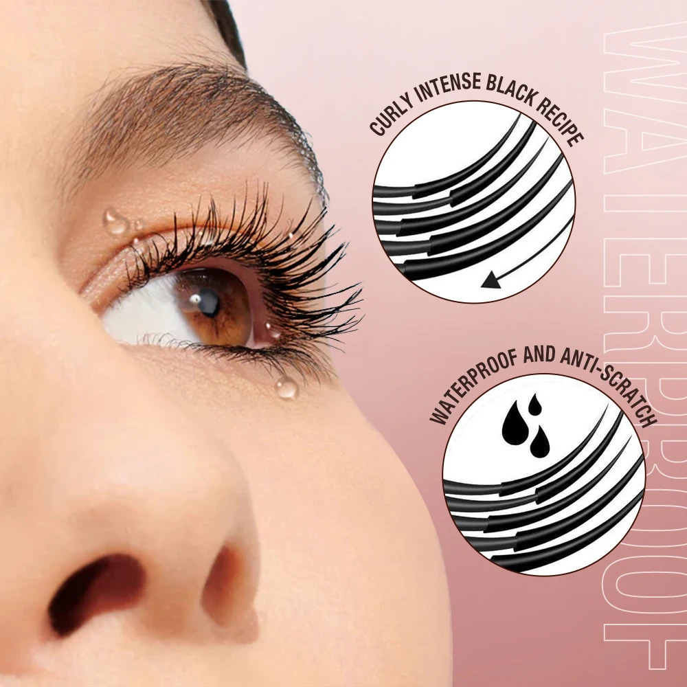 Mascara Waterproof 4D Silk Fiber Curling Volume Lashes Thick Lengthening Nourish Eyelash Extension High Quality Makeup 240620