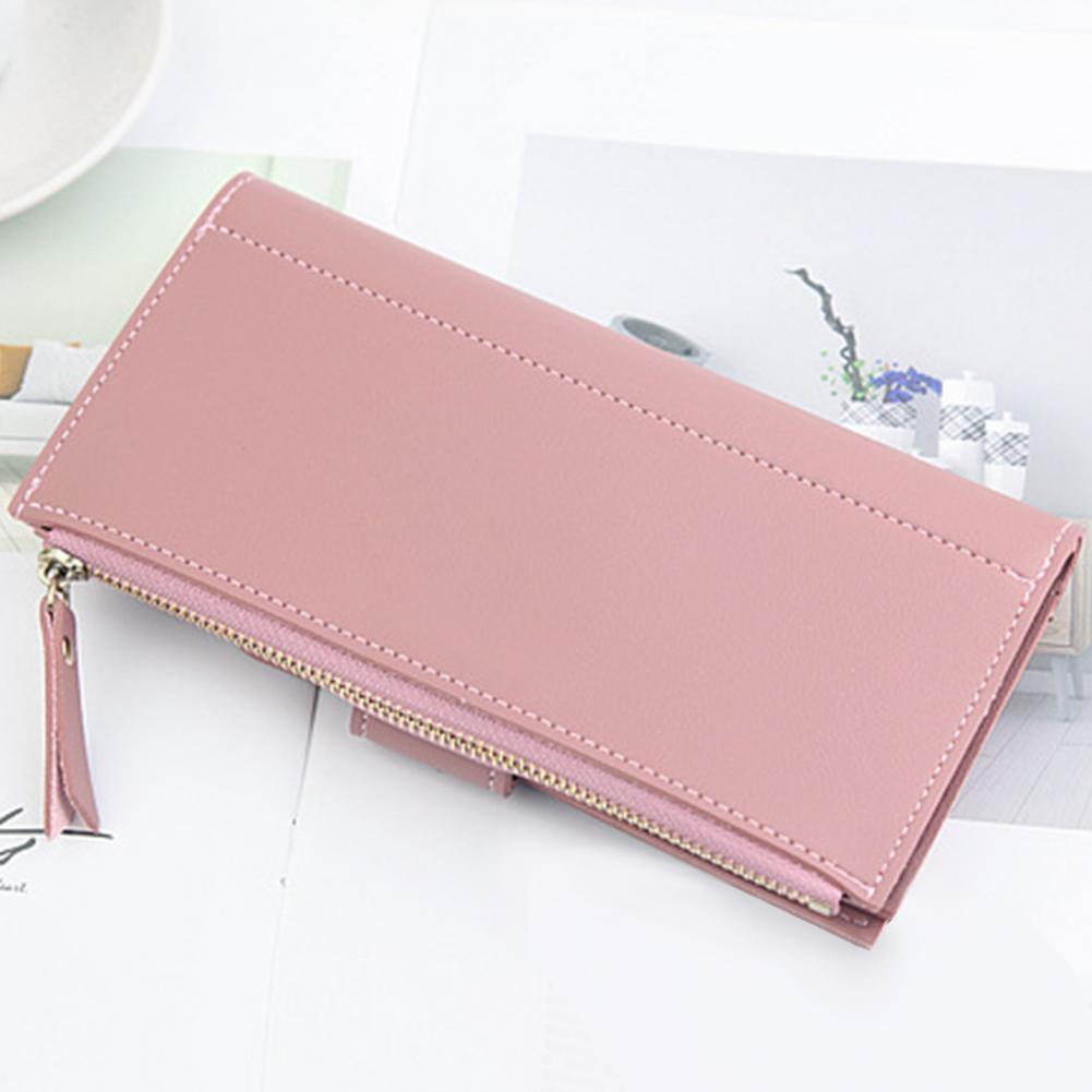 Solid Color Wallet Gift Luxury Card Holder Large Capacity Zipper Blocking Organizer for Phone Pocket Ladies Cartera