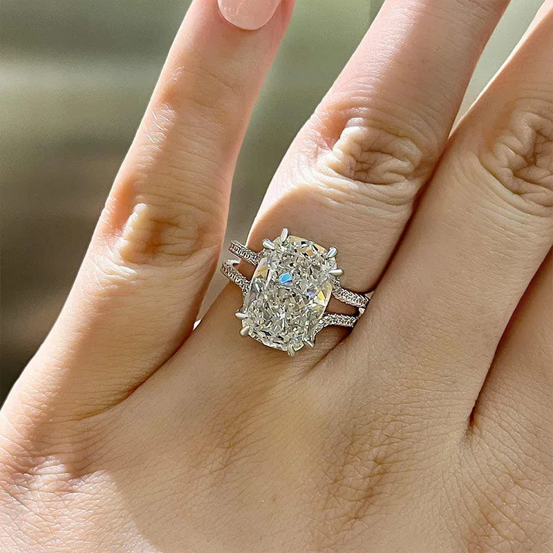 Stunning Sterg Sier Cushion Cut White Zirconia Eternity Ring