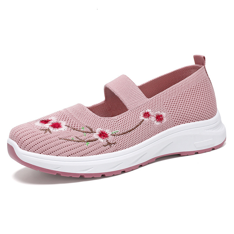 Ddmysports Women S Summer Women Old Beijing Cloth Hollow And Breathable Single Shoes Shallow Mouth Flat Bottomed Mother OUTDOOR