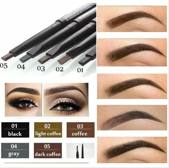 5 Color Double Ended Eyebrow Pencil Waterproof Make Up Long Lasting No Blooming Rotatable Triangle Eye Brow Tattoo Pen Makeup 240620