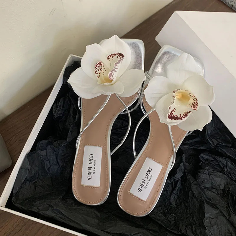 ral Summer womens slider square toe low slim sandals 241030