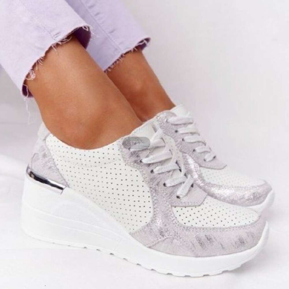 Ddmysports Large Size Single Shoe New Thick Sole Color Blocking Hollow Lace Up Casual Sports Shoes For Women OUTDOOR