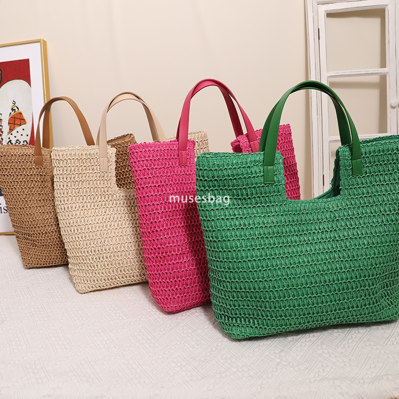 Designer Women's Luxury Leisure Lazy Multi functional One Shoulder Simple and Large Capacity Handheld Straw Bag Woven Bag Beach Vacation Bag