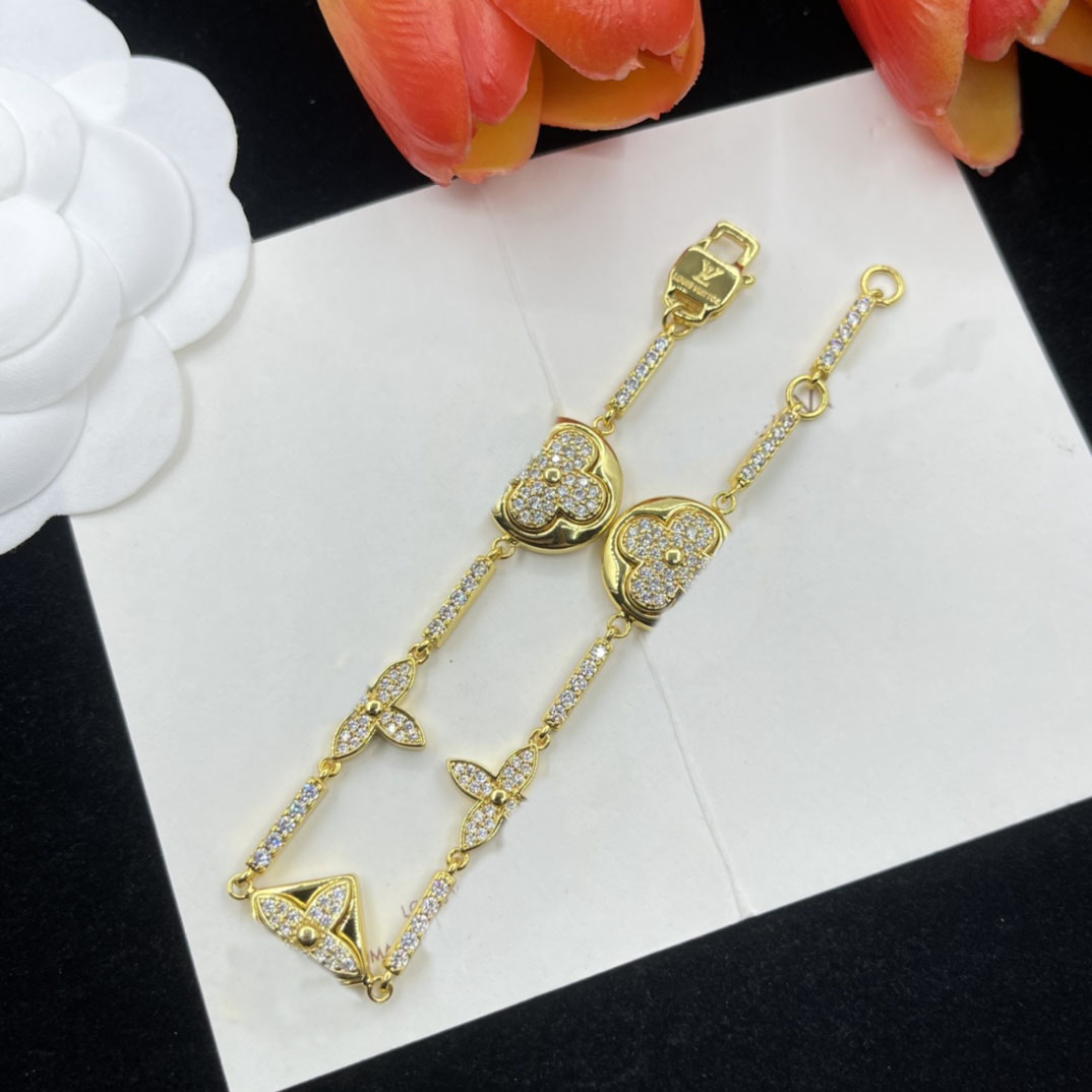 Classic Designer Charm Diamond Bracelets Brand Letter Chain Bracelet Birthday Bangle Party 18k Gold Plated Jewelry Gift with Box