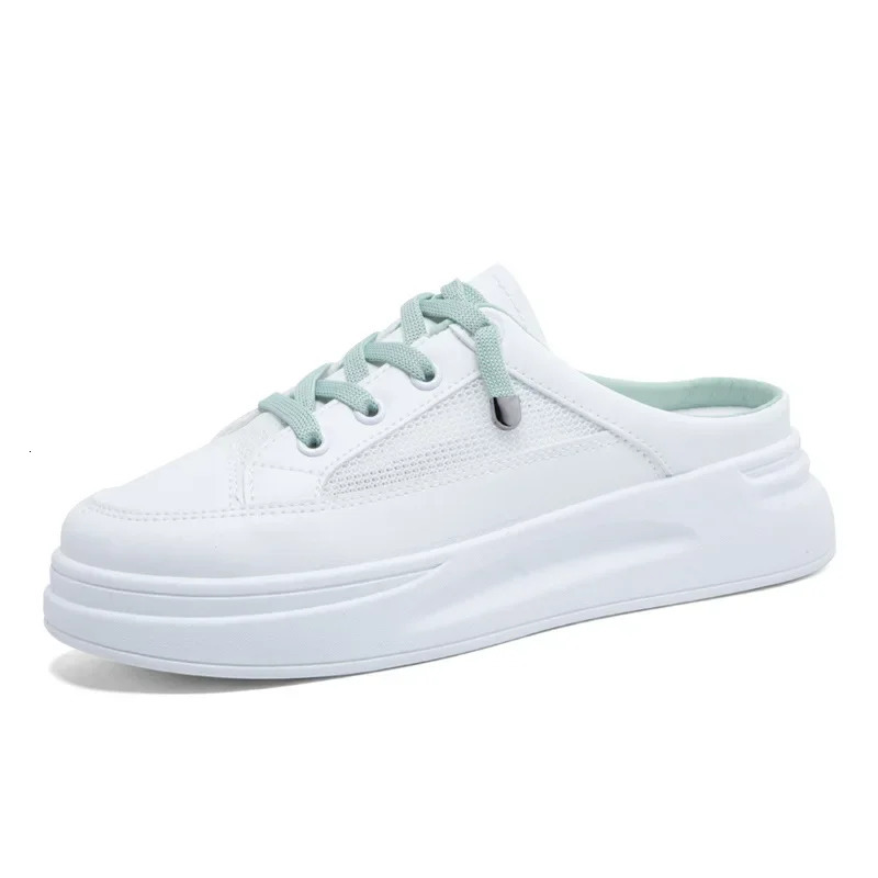 Baotou Half Slippers Outer Wear Fashion Summer Womens Shoes Mesh Breathable White Shoes Korean Shoes Women 240620