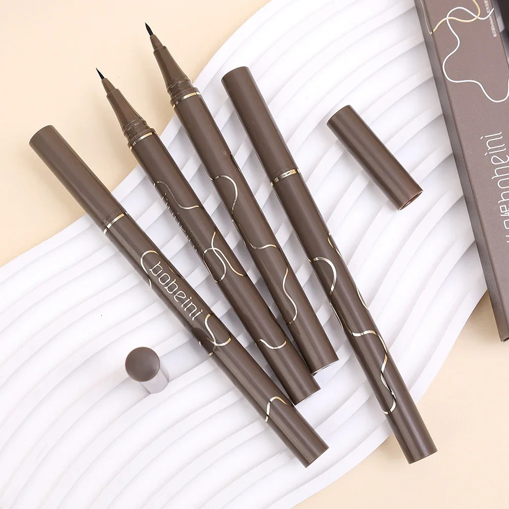 Waterproof Quick Dry Liquid Eyeliner Pen Ultra-fine Matte Black Brown Lasting Lying Silkworm Eyeliner Pencil Beauty Eyes Makeup 240620