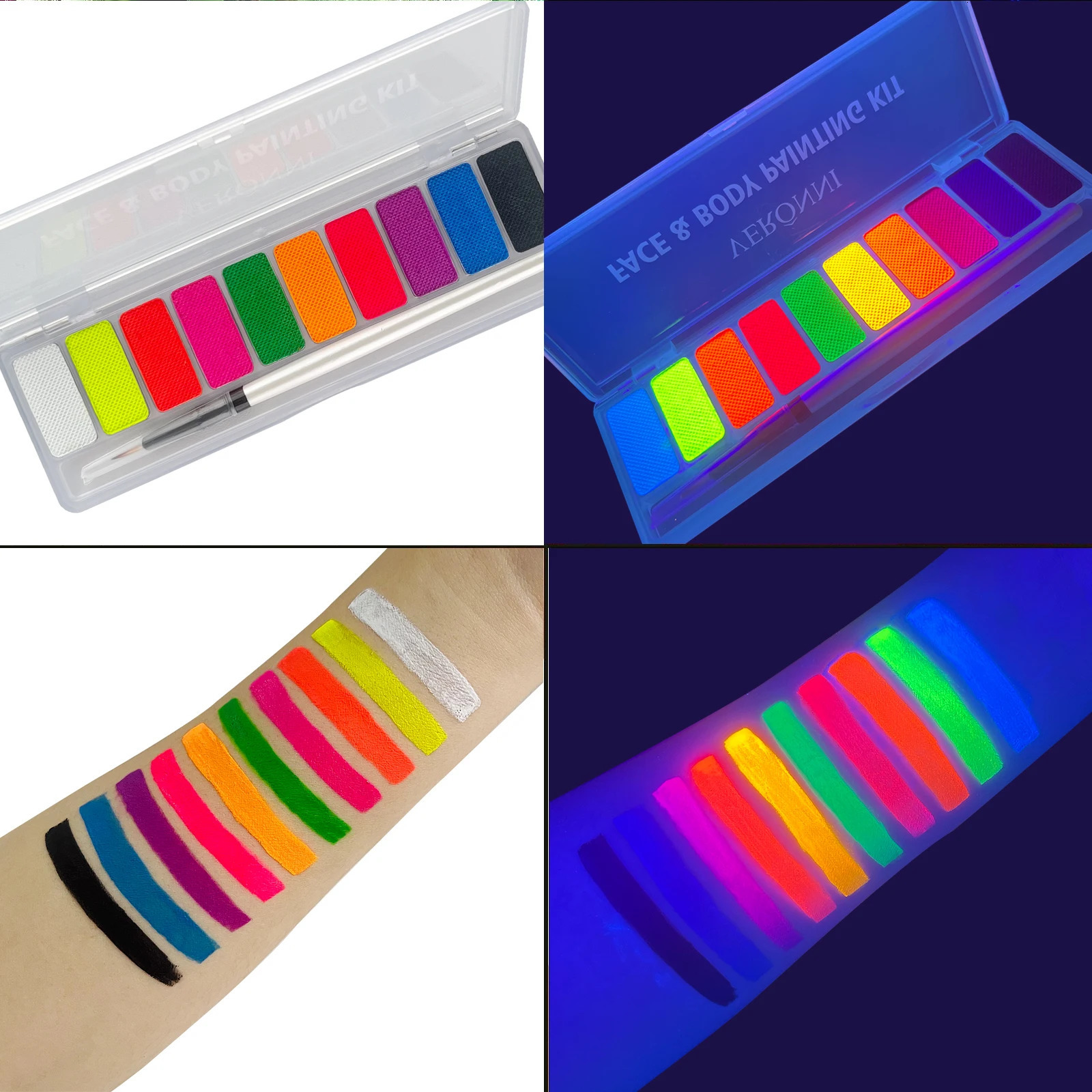 10 Colors Glow Fluorescent Neon Oil Face Body Art Paint UV Glow Oil Painting Halloween Party Fancy Dress Beauty Makeup Cosmetics 240625