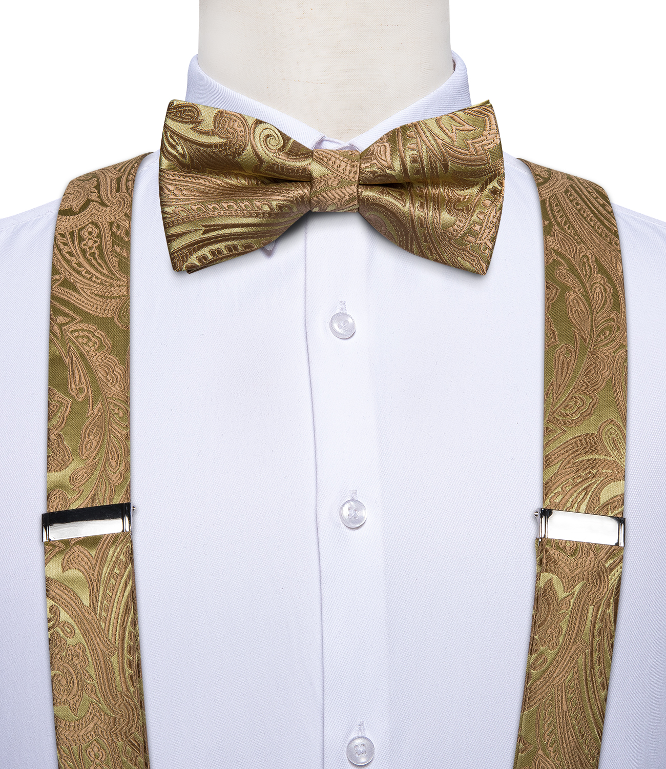 Suspenders Bow Tie Set Men Women Pants Braces Straps Silk Elastic Y-back 6 Clips Braces Wedding Party Mens Suspenders DiBanGu