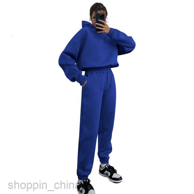 Women's Tracksuits Fashion solid color sports jogging suit Autumn/Winter New Solid Color Hooded Long sleeved Sweater Women Casual Pants Set Sets