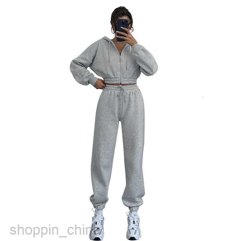 Women Tracksuits Fashionable solid color sports jogging suit Autumn/Winter New Hooded Zipper Waist Sweater Women's Fashion Casual Sports Set Sets