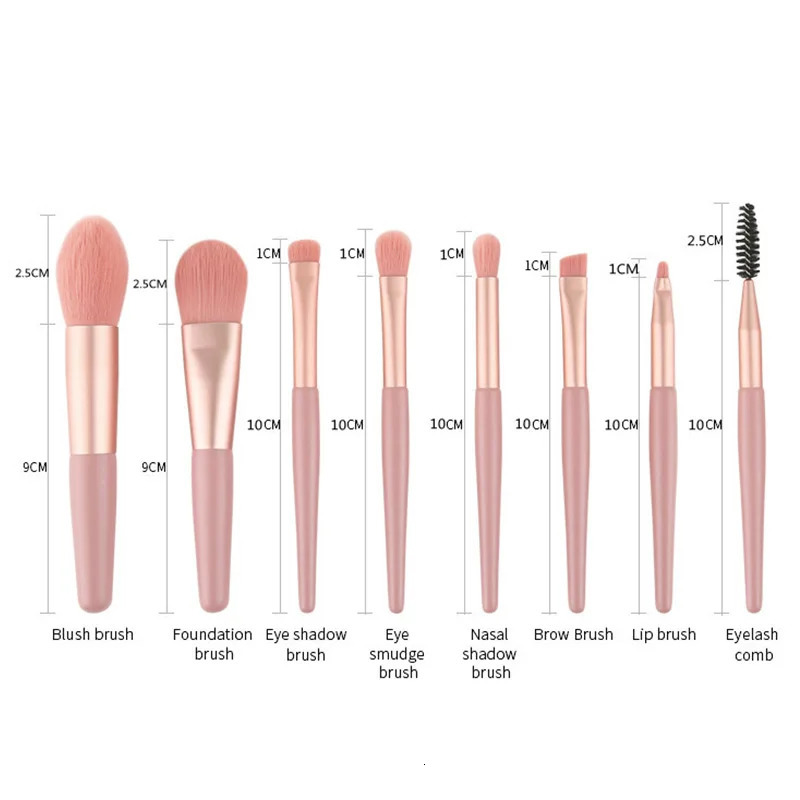 8Pcs Mini Travel Soft Makeup Brushes Set Portable Eye Shadow Brush Foundation Powder Eyelash Concealer Blush Make Up Brush Set 240620