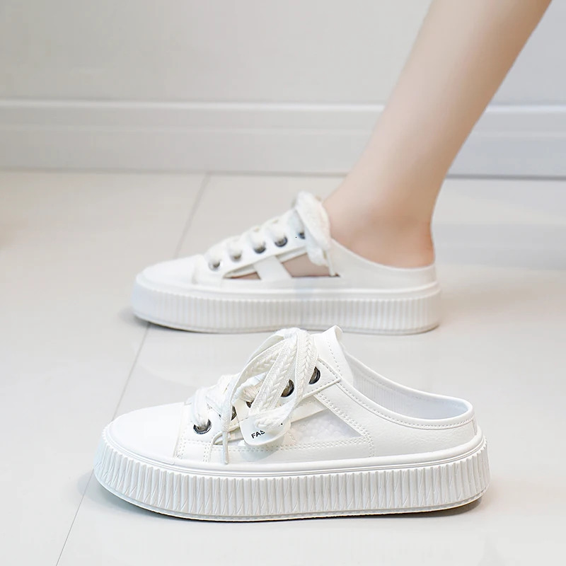 Womens Shoes with Thick Soles Soft Comfortable Breathable Hollow Out Casual Shoes Half Support Slippers Outdoor Sandals 240620