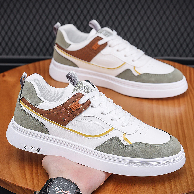 Men Shoes Hot Sale New Breathable White Shoes Korean Version Trend Versatile Thick Soled Board Shoes Stylish Grey Free shipping