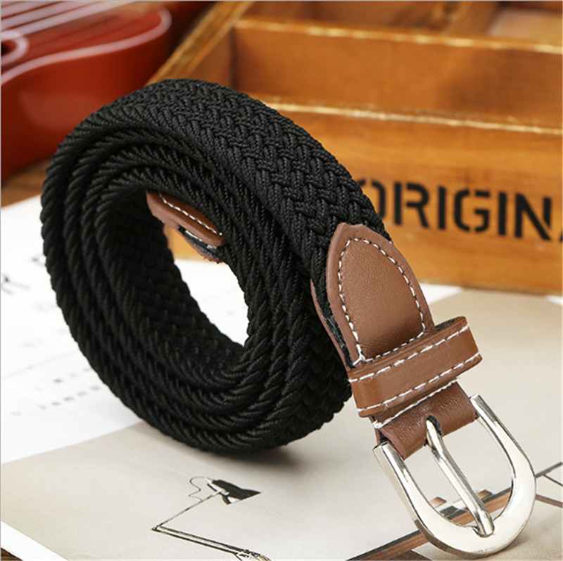 2023 New Popular 6 Colors Men And Women Fashionable Woven Elastic Woven Canvas Buckle Belt Belt Versatile Canvas Belt