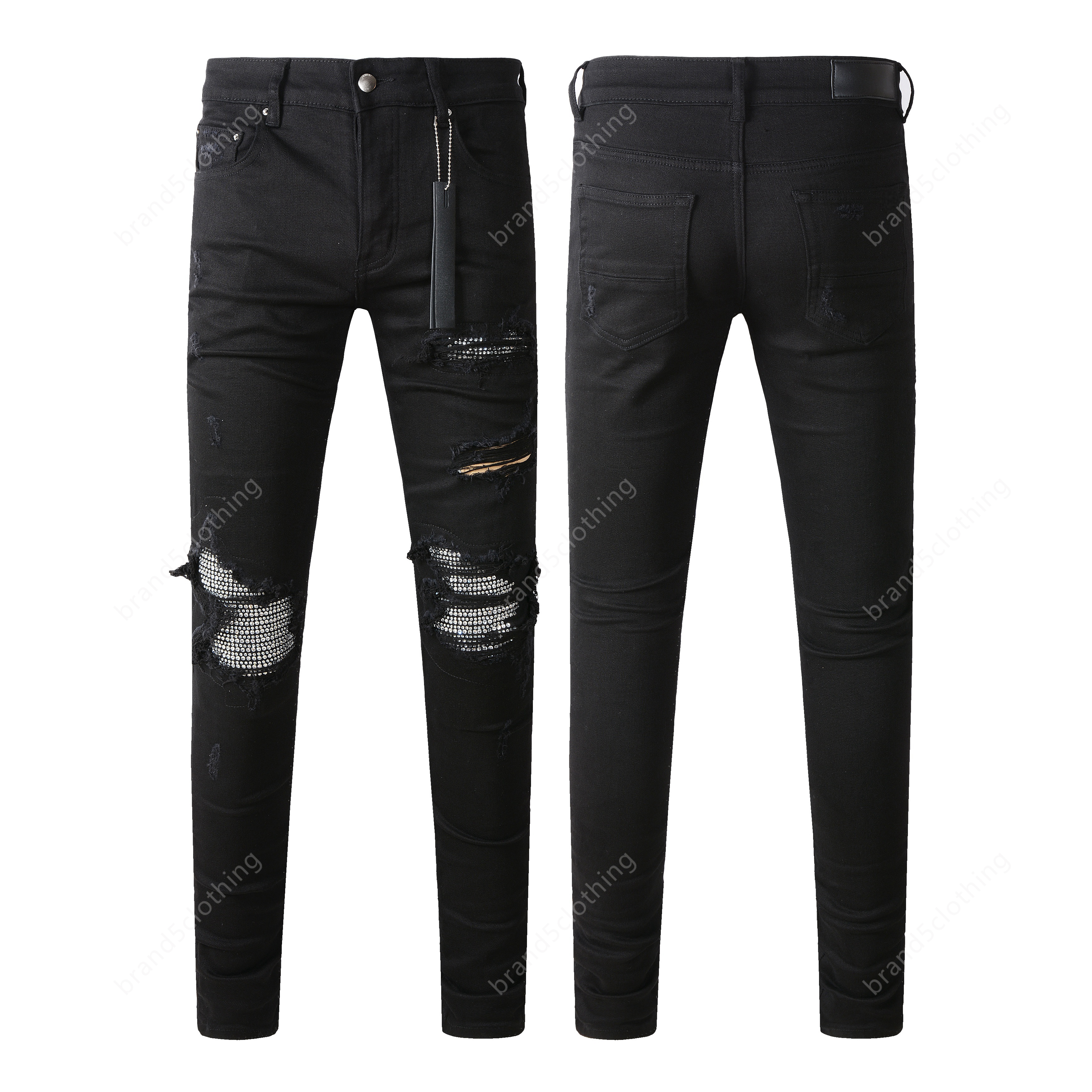 Jean Men Designer Clothes Black Pants Casual Zipper Fly Straight Hole Jeans Retro Slim Skinny Jeans Fashion Designers Ripped Mens Hip Hop Light Denim Pant