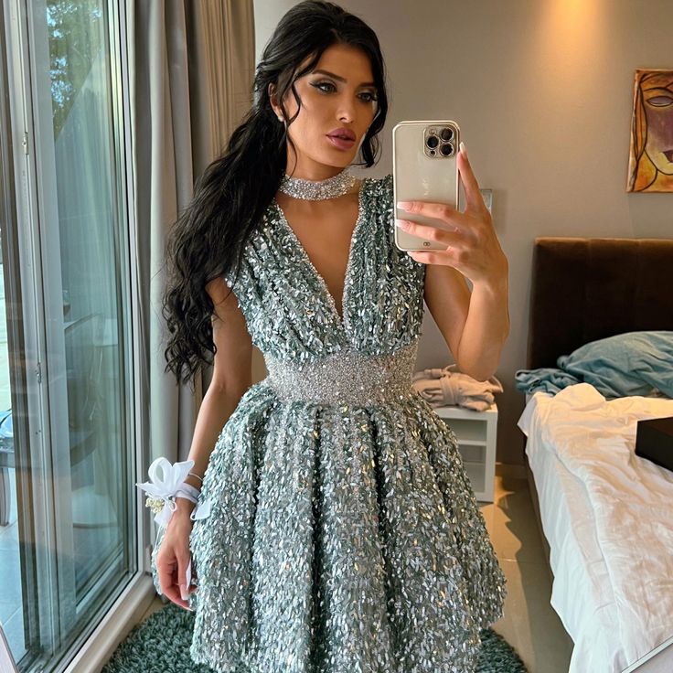 2023 sage aline graduation dress sequined lace beaded short mini homecoming party formal cocktail prom bridesmaid gowns dresses zj417