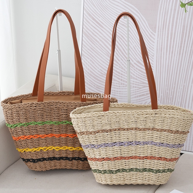 High quality women's fashion classic retro lazy fresh sweet travel new fashion large capacity straw woven bag summer versatile vacation beach tot