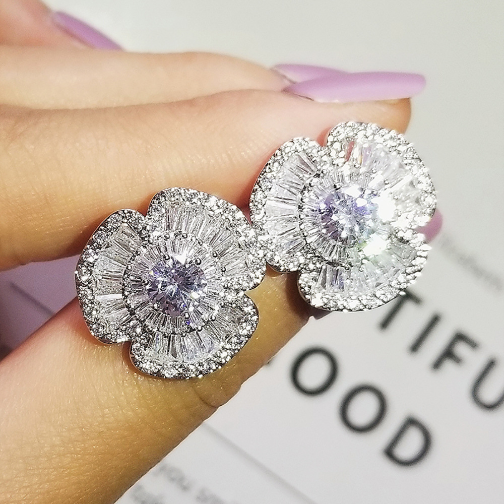 Sterg Sier Round Topaz wer Stud Earrings for Women, Wedding, Party, Jewelry