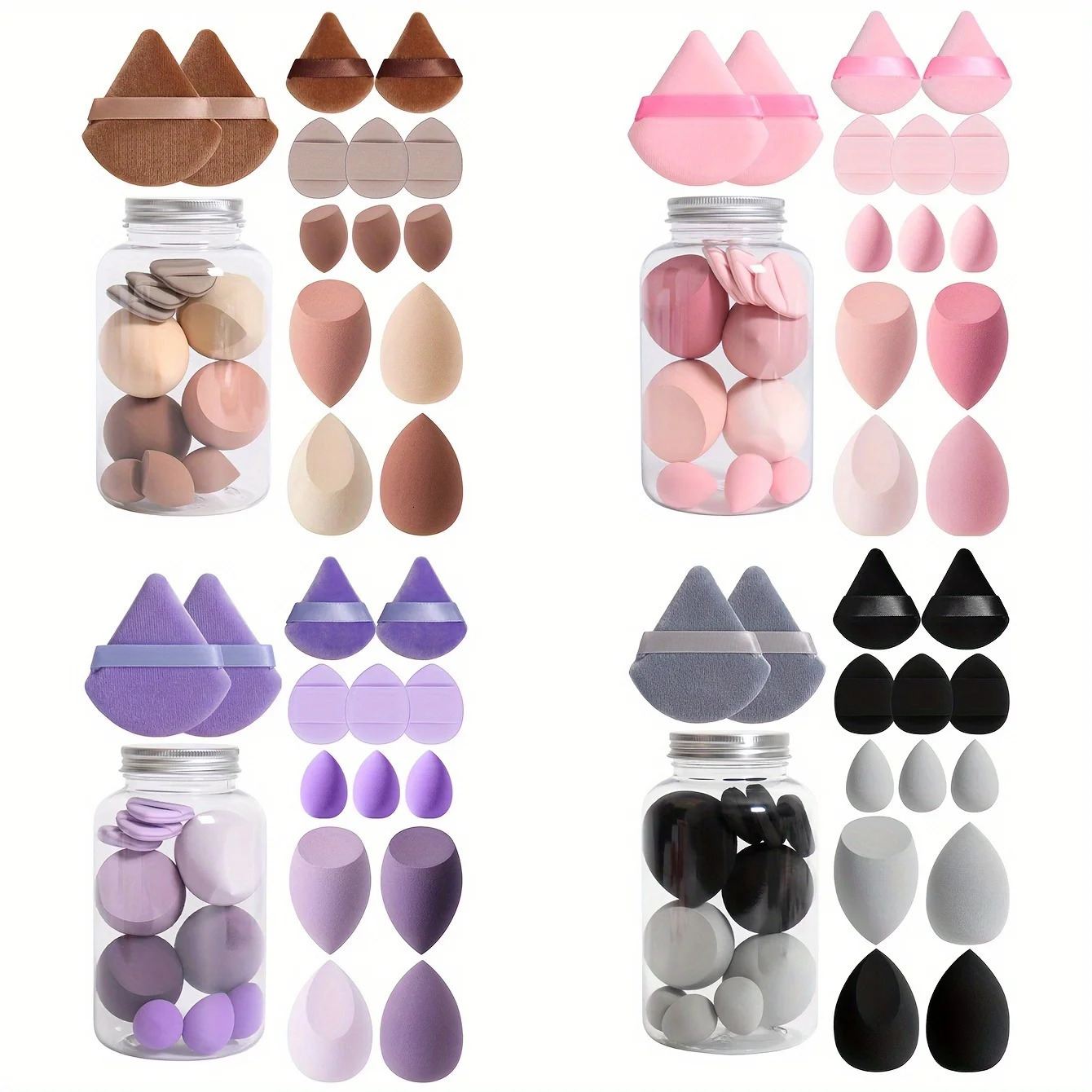 14pcs Makeup Sponge Set With Storage Jar Latex-Free Makeup Sponge Finger Puff Dual-Use Wet Dry Foundation Cosmetic Puffs 240620