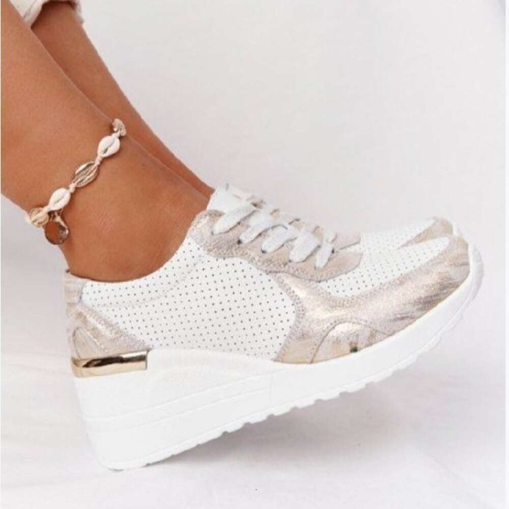 Ddmysports Large Size Single Shoe New Thick Sole Color Blocking Hollow Lace Up Casual Sports Shoes For Women OUTDOOR