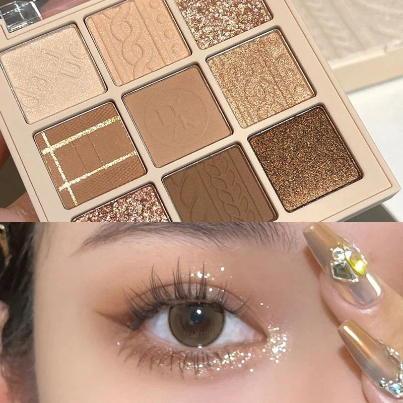 Knitted Pattern Eyeshadow Palette Glitter Matte Pink Pearlescent Shimmer Shinny Pigment Diamond Eyeshadow Korean Cosmetic Makeup 240626