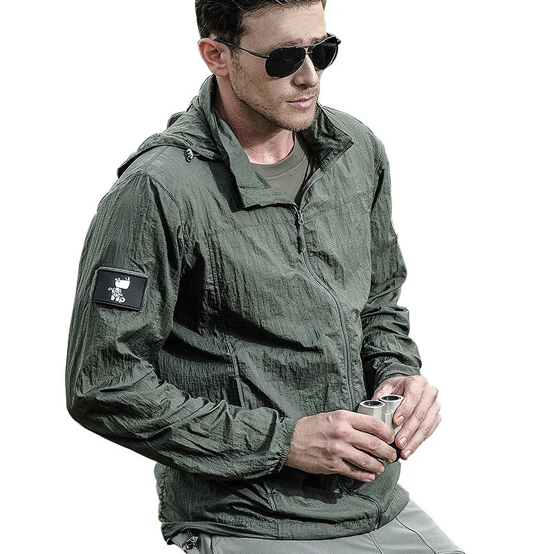 Lightweight Waterproof Tactical Jacket Men Summer Breathable Thin Hoody Raincoat Portable Windbreaker Army Skin Jackets 240620