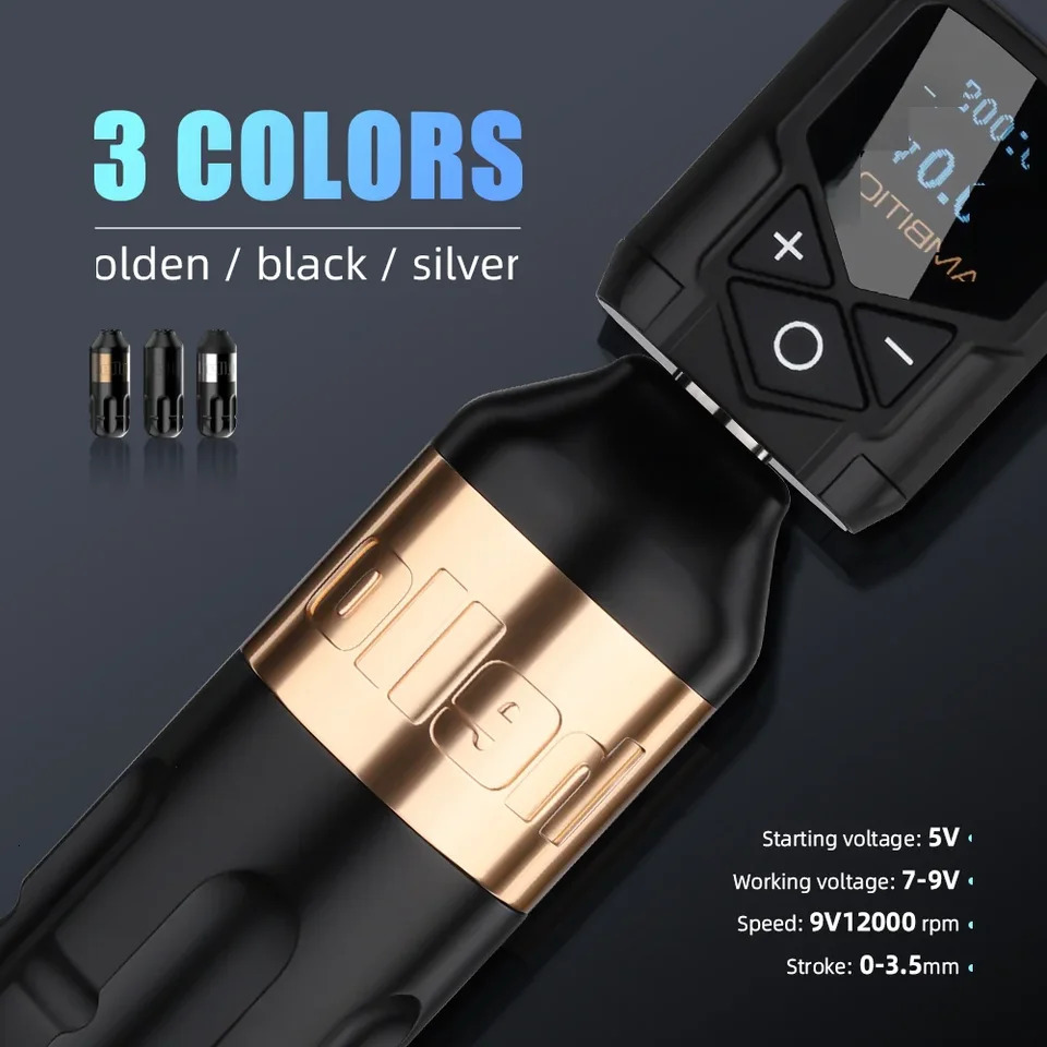 Ambition Tattoo Machine Rotary Pen Kit 2400mAh Wireless Kuark Power Supply Permanent Makeup Eyebrow Lip Tattoo Beginner Artister 240618