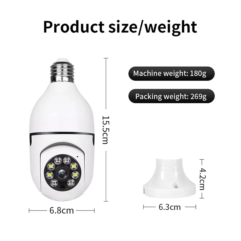 By Sea Shipping A6 E27 Bulb Surveillance Camera 1080P Night Vision Motion Detection Outdoor Indoor Network Security Monitor Cameras
