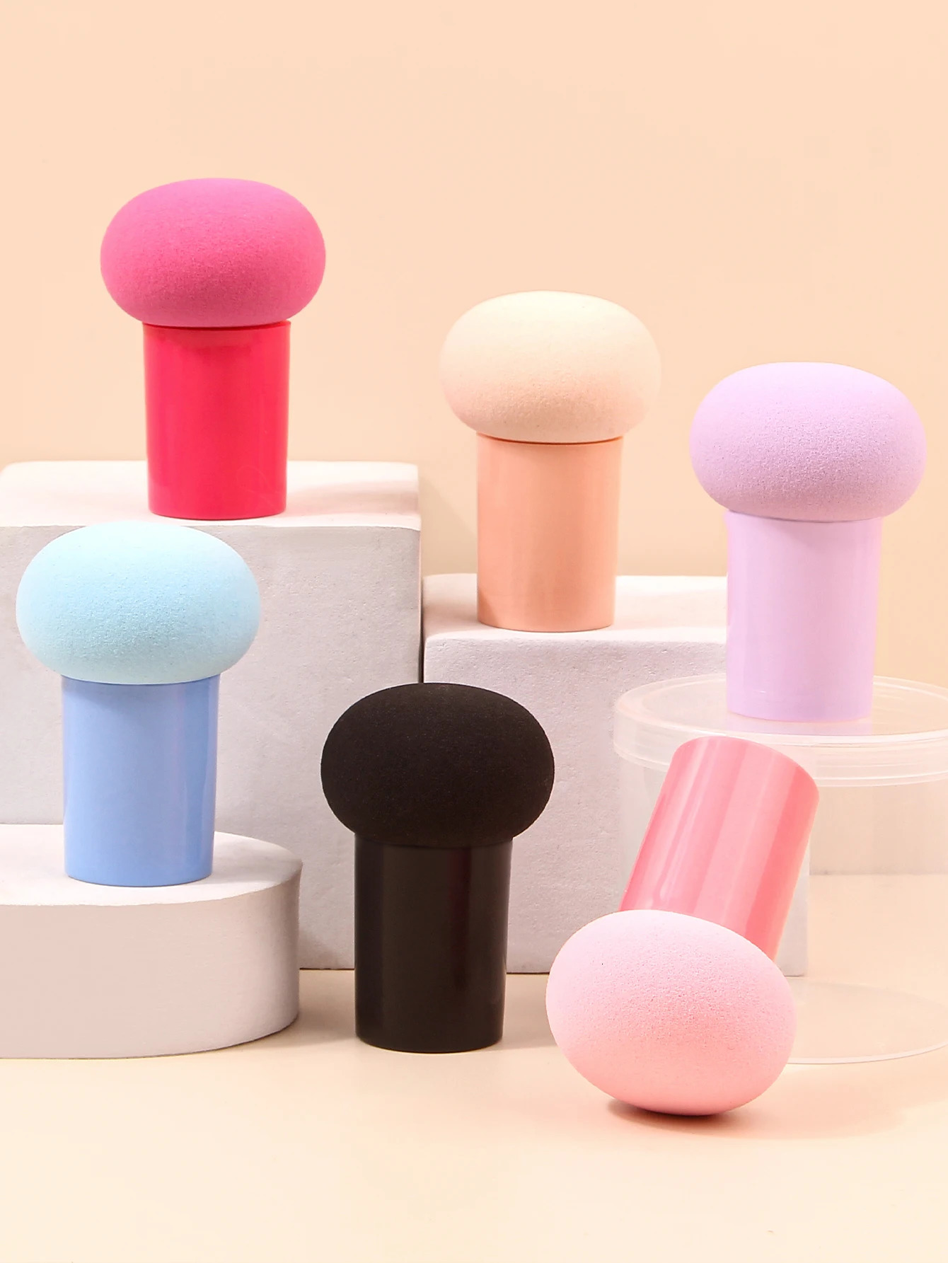 6PCS Lovely Mushroom Head Cosmetic Dual Purpose Soft Powder Puff Blending Foundation Concealer Make Up Sponge 240620