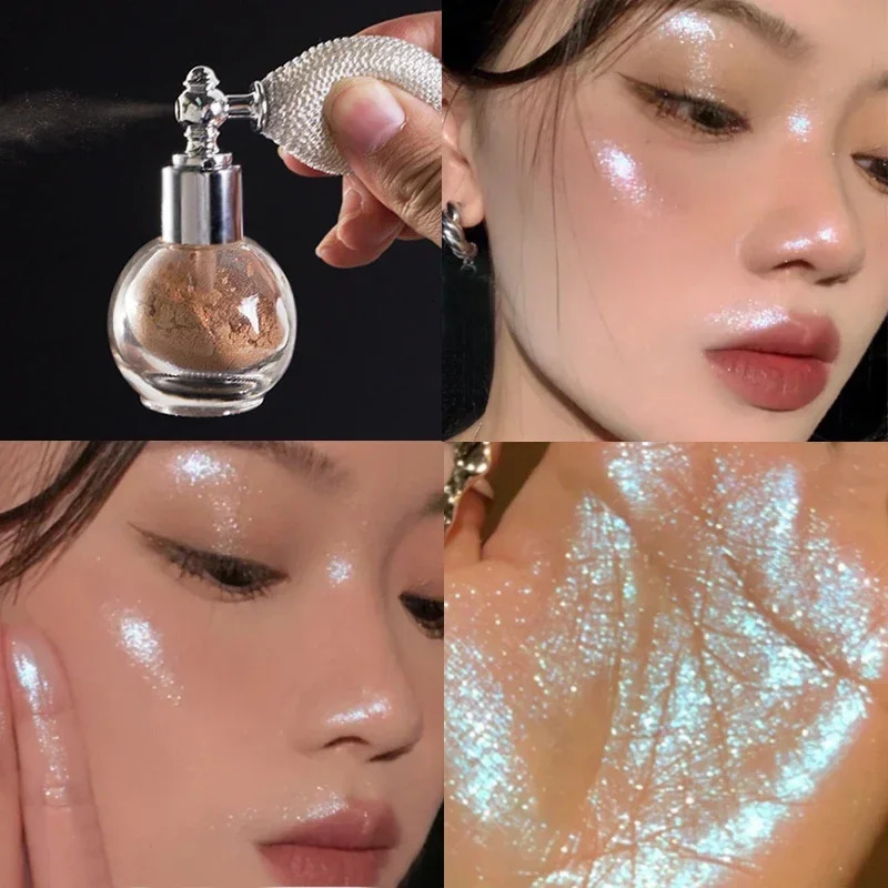 Fashion Highlighter Powder Spray Waterproof Glitter Powder Spray Shimmer Sparkle Powder Makeup for Face Body Highlight Makeup 240620