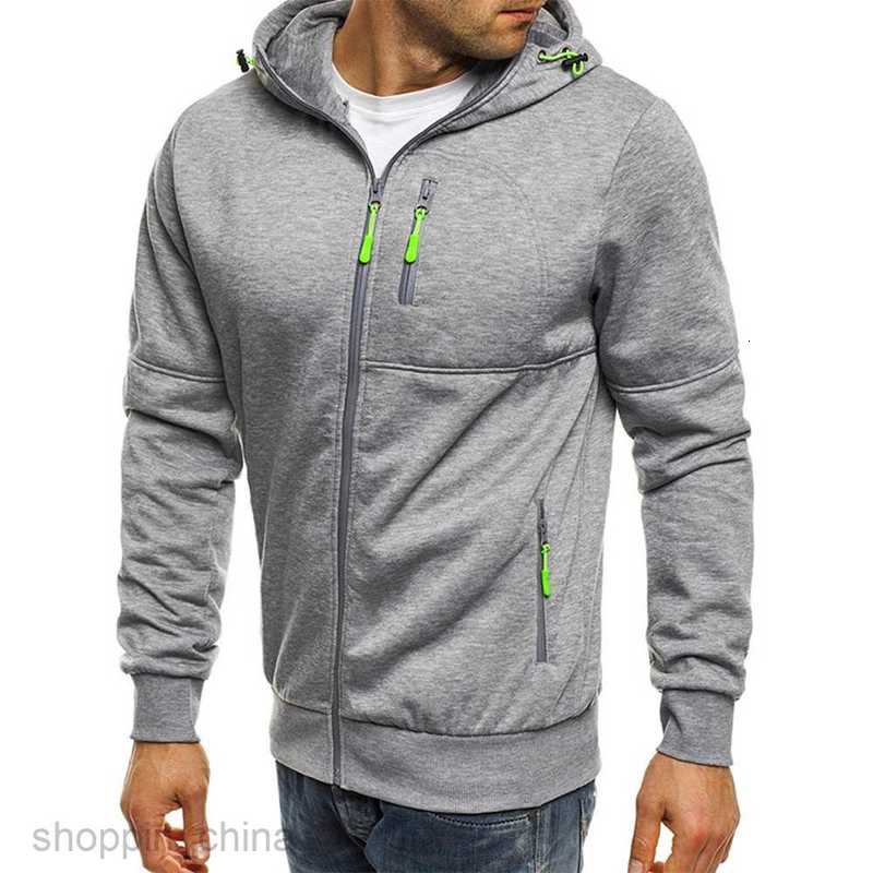 Men's Hoodies Sweatshirts Men's Spring and Autumn Sports Leisure Fitness Loose Zipper Solid Color Sweater Men's