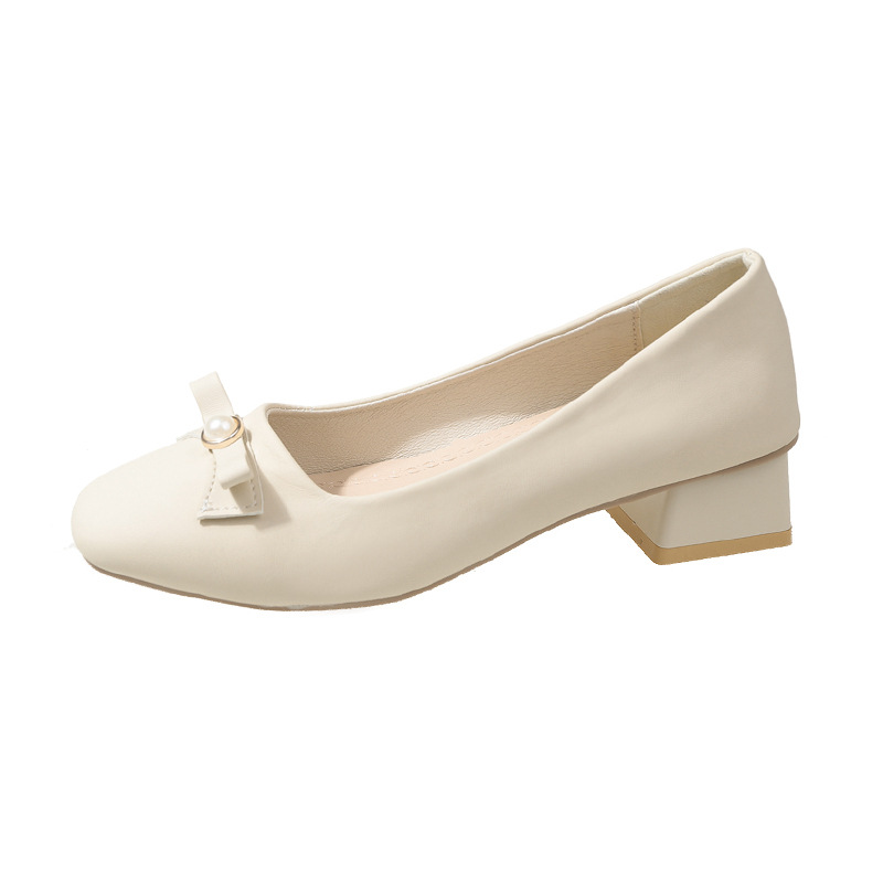 Fashion single shoes new spring and autumn all matching square head simple temperament all matching single shoes women