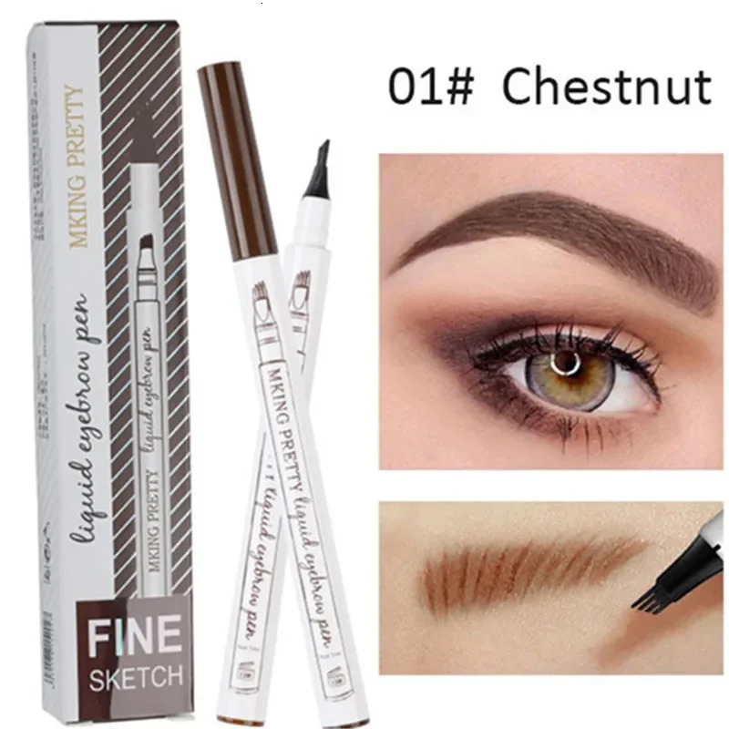 1pc 4 Head Eyebrow Marker Pencil Waterproof Microblading Eyebrow Thin Tattoo Pen Eyebrows Shades Makeup Eye Brow Pencil 240620