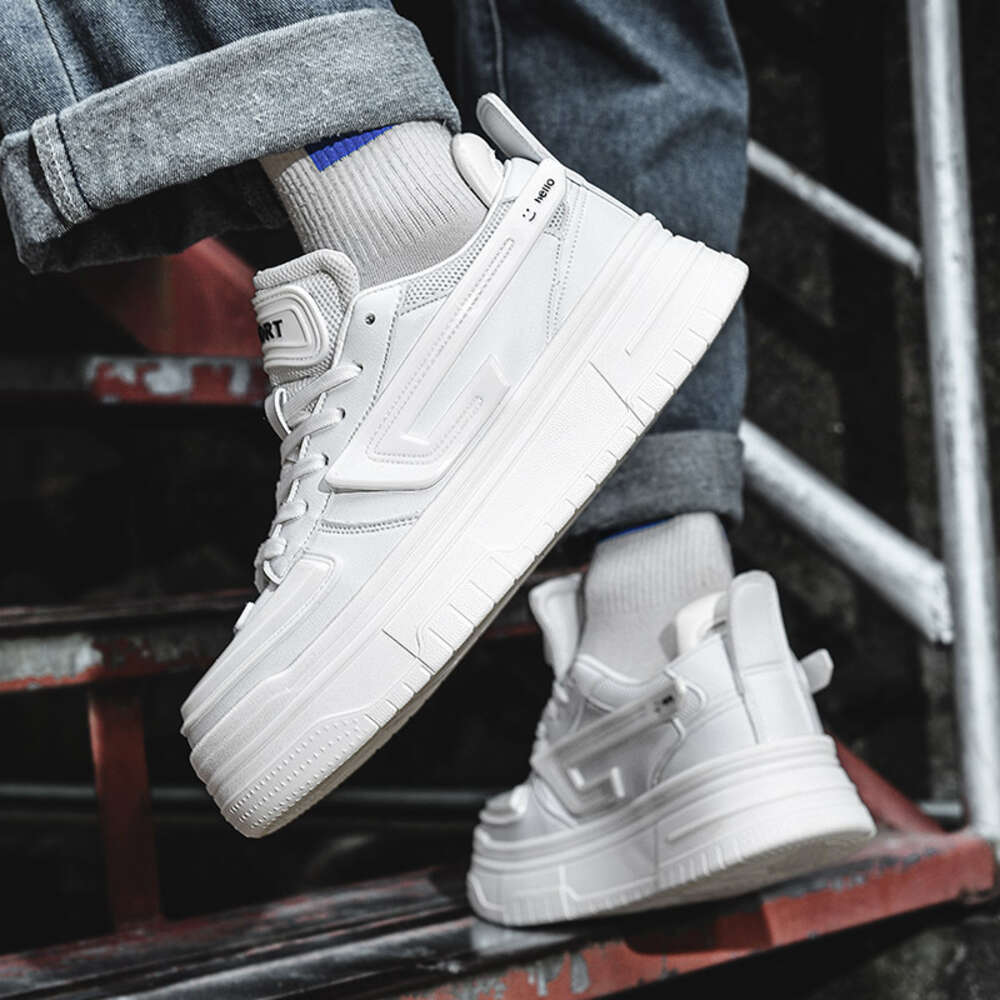 Ddmyoutdoor Pinecake Niche Design Size Thick Soled Board For Men With Versatile Casual Shoes Small White Shoes
