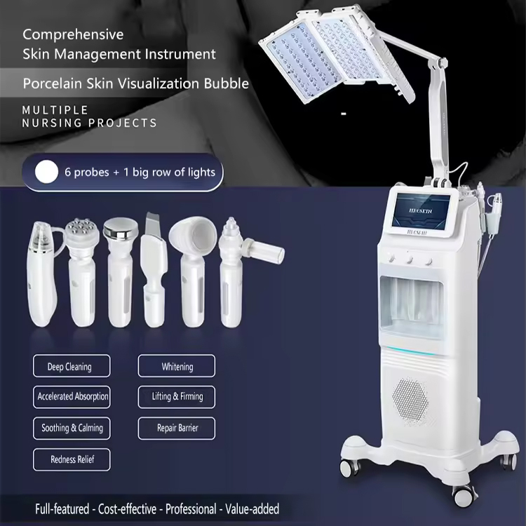 Porcelain Skin Exfoliating Visual Bubble Dermabrasion Blackhead Remove Deep Clean Machine 7 in 1 Photodynamic Therapy 5 Colors Rejuvenation Anti-aging