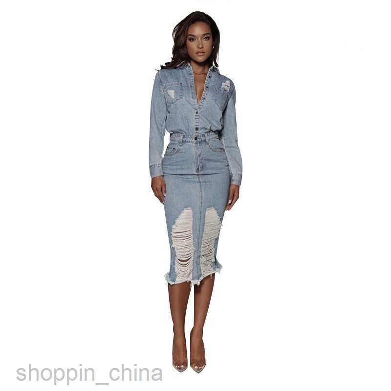 Basic Casual Women Dresses Mid length skirt, blue denim one step skirt fashionable casual women's half skirt summer