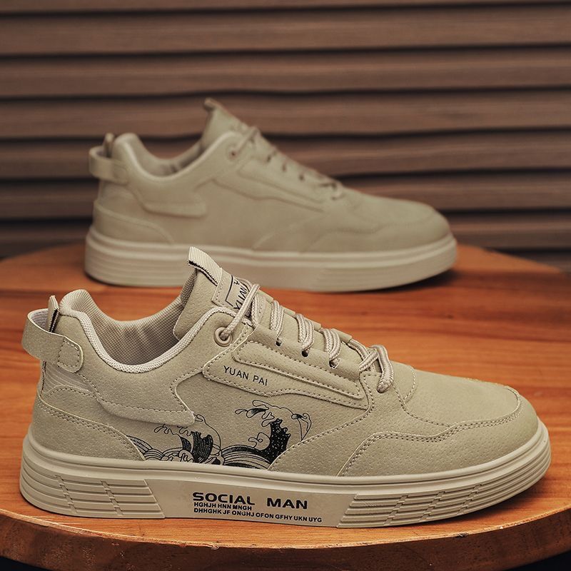 Men New Breathable Canvas Korean Version Trendy Versatile Low top Athleisure Fashion Shoes Khaki Free shipping
